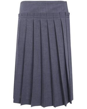 Ami Paris Geplooide Wollen Midirok - Blauw