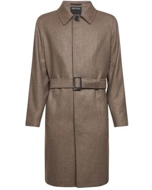 ZEGNA Belted Coats - Marrón