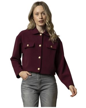 Kocca Schickes Knopfverschluss-Kragenjacke - Rot