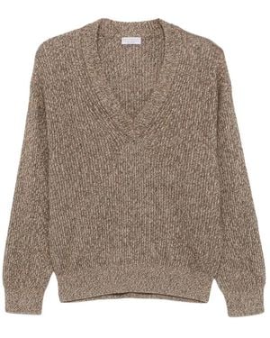 Brunello Cucinelli V-Neck Knitwear - Marron