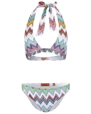 Missoni Zigzag Halternekk Bikini Set - Wit