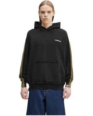 A Bathing Ape 1St Camo Blocking Raw Edge Hoodie - Zwart