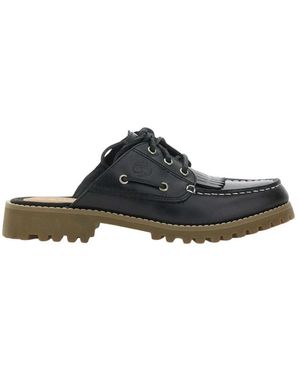 Timberland Schoenen ,Zwart ,Leer Zwarte Leren Boot Schoen Muiltjes