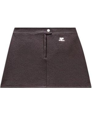 Courreges Burgund A-Linie Rock Logo Patch - Braun