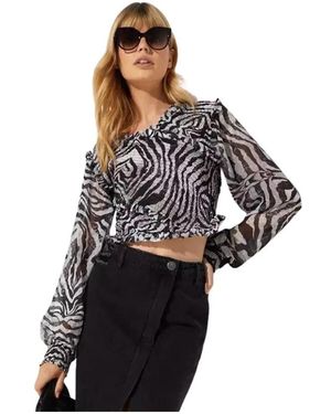 One Teaspoon Overhemden ,Zwart ,Polyester Zebra Print Wrap Blouse