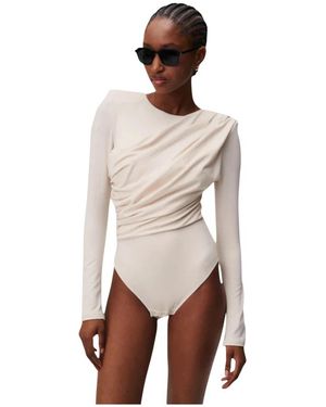 UNDRESS Tops ,Gedrapeerde Lyocell Bodysuit (G-String) - Naturel