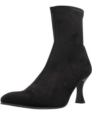 Miss Elastic Heeled Boots - Negro