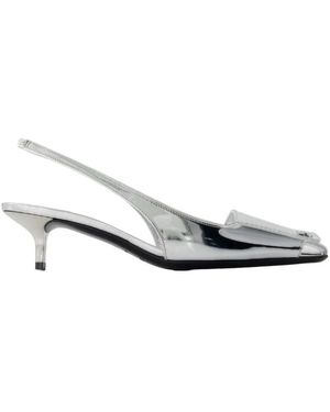 Courreges Fold Mirror Kitten Pumps - Metallic