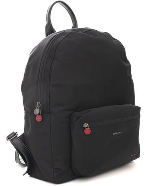 Kiton Tassen ,Zwart ,Nylon Rugzak Met Logo-Embleem Aan De Voorkant
