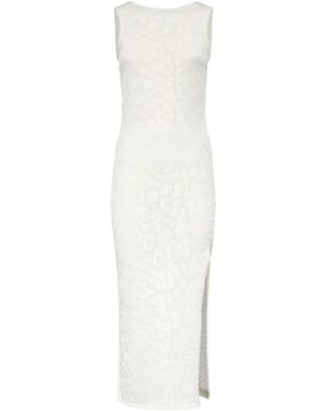 Akep Kleedjes ,Wit ,Abito Lungo Leopard