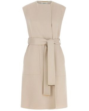Agnona Jassen ,Kasjmier Cashmere Double Face Long Belted Vest - Naturel