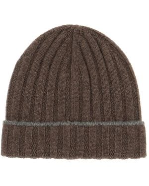 Brunello Cucinelli Accessoires ,Bruin ,Kasjmier Rib-Knit Kasjmier Muts