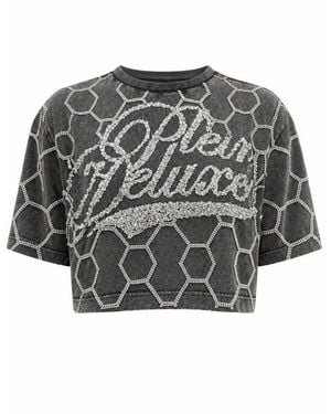 Philipp Plein T-Shirt Rundhalsausschnitt Ss Crystal - Grau