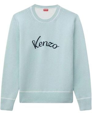 KENZO Bestickter Rundhals-Pullover - Blau