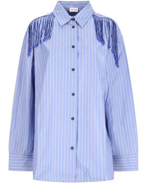 ANDAMANE Miley Oversized-Hemd Mit Fransen - Blau