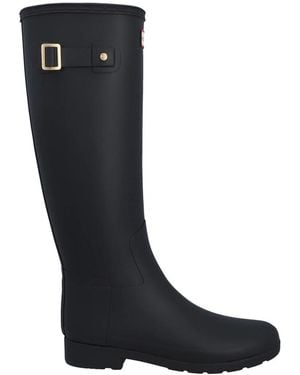 HUNTER Elegante Hohe Gummistiefel Mit Goldverzierung - Schwarz