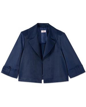Oltre Cropped Blazer Aus Leinenmischung - Blau