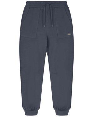 EA7 Broeken ,Grijs ,Polyester Core Relax Pants - Blauw