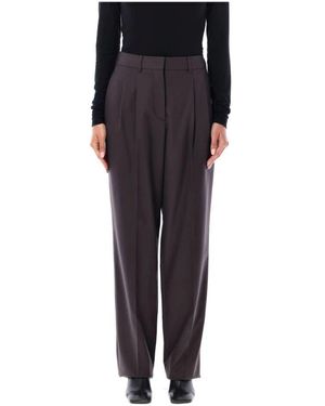 Stella McCartney Dunkle schokolade wollhose straight-leg - Schwarz