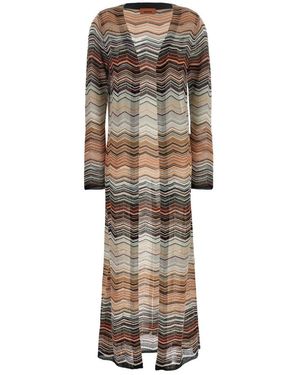 Missoni Truien & Vesten ,Veelkleurig ,Pailletten Lange Cardigan - Naturel