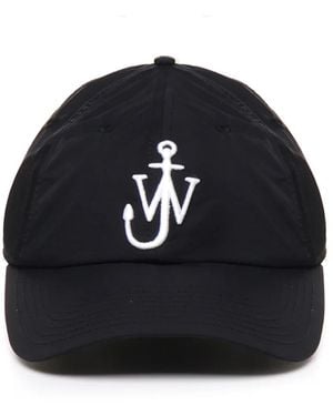 JW Anderson Schwarze baumwoll-baseballkappe besticktes logo,anker baseball cap schwarz stickerei