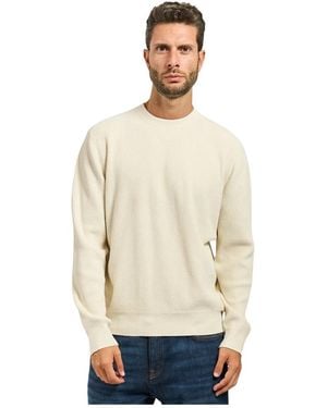 HUGO Modern Gerippter Samt-Pullover Weiß - Natur