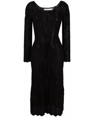 Matimì Crochet Scoop Neck Midi Dress - Zwart
