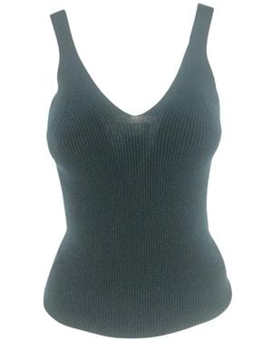 P.A.R.O.S.H. Gebreide Top Met V-Hals En Lurex-Effect - Blauw