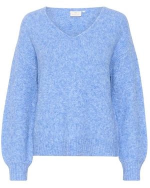 Kaffe V-Neck Knitwear - Blue