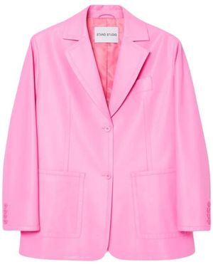 Stand Studio Rosa kunstleder knopfblazer - Pink