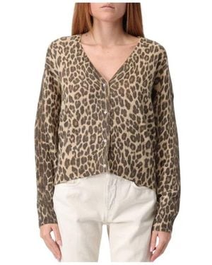 Liu Jo Alpaka-Cardigan Mit Animal-Print Und V-Ausschnitt - Braun