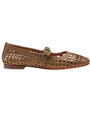 Santoni Schoenen ,Bruin ,Leer Luce Woven Ballet Flat