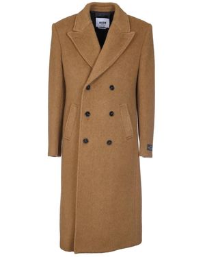 MSGM Double-Breasted Coats - Marrone