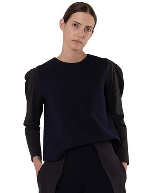 Chie Mihara Navy crepe bluse mit tech-ärmeln - Schwarz