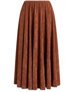 Alberta Ferretti Falten Midi Rock Aus Leichtem Samt - Braun