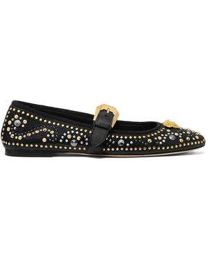 Versace Schoenen ,Zwart ,Zwarte Platte Schoenen