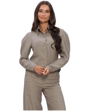 RUBY TUESDAY Ciriss Fitted Balloon Sleeve Blouse - Bruin