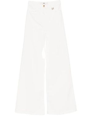 Elisabetta Franchi High-Waisted Wide-Leg Broeken - Wit