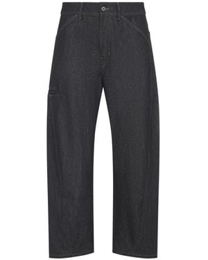 Lemaire High-Waist Straight-Leg Trousers With Contrast Sti - Grau