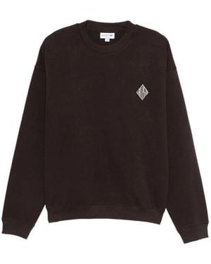 Lacoste Hoodies & Sweatvesten ,Bruin ,Logo Patch Crew Neck Sweatshirt - Zwart