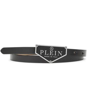 Philipp Plein Leather Belt Iconic - Schwarz