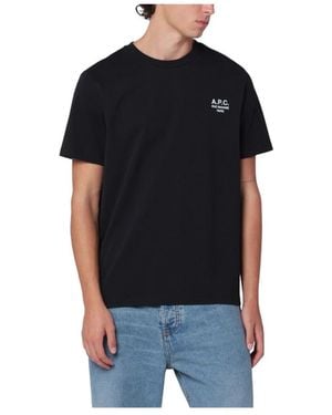A.P.C. Tops ,Zwart ,Katoen T-Shirt Standard Rue Madame