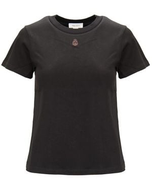 McQueen Tops ,Zwart ,Katoen T-Shirt Met Ronde Hals