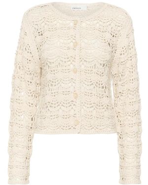 Karen By Simonsen Gehäkelte Strickjacke Mit Knopfverschluss - Weiß