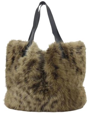 Bully Faux Fur Shopper Leo Cammello - Groen