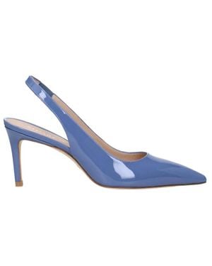Stuart Weitzman Lackleder Spitz Zehen Sandalen - Blau