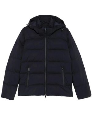 Paul & Shark Donsjack Met Capuchon En Doorgestikte Afwerking - Blauw