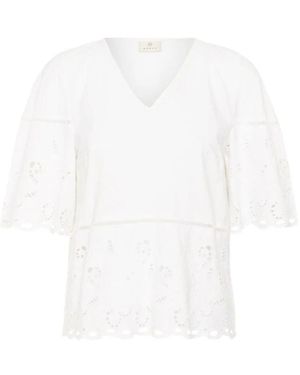 Kaffe Overhemden ,Wit ,Katoen Kagertrud Blouse