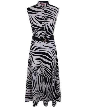 Max Mara Kleedjes ,Veelkleurig ,Katoen West Midi Jurk - Zwart
