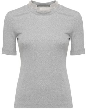 Panicale Tops ,Grijs ,Katoen T-Shirt Met Ronde Hals